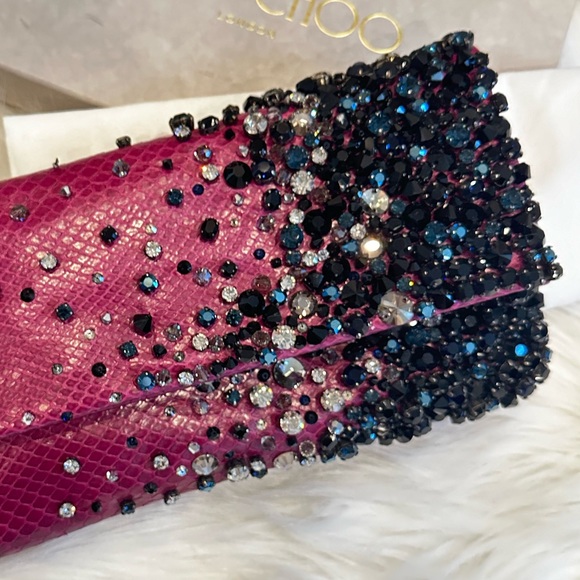STUNNING! Jimmy Choo Python Crystal Dipped Clutch - Picture 7 of 8